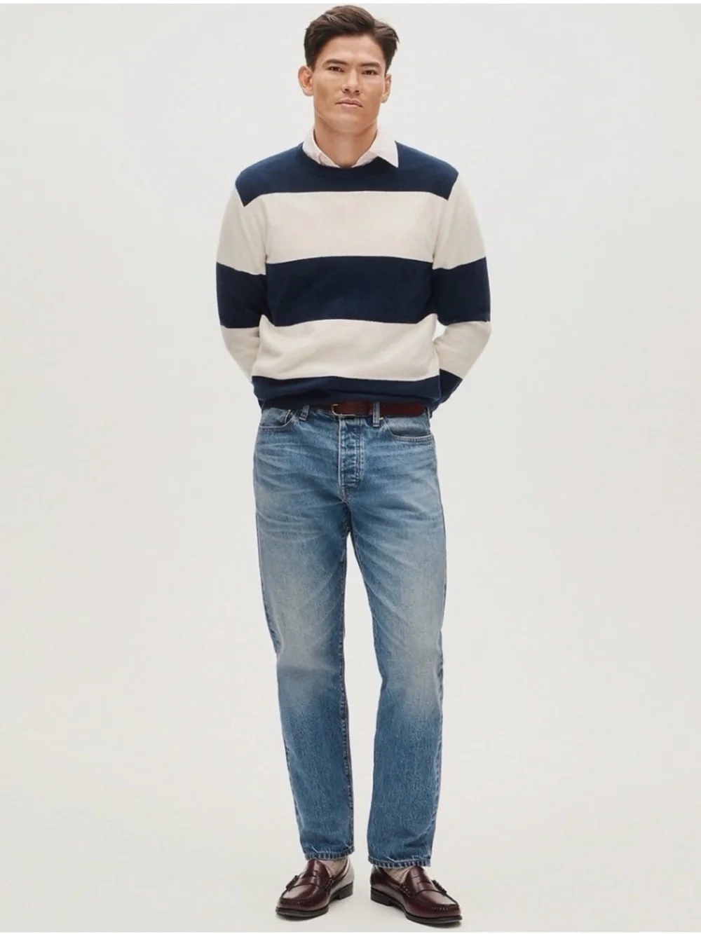 J.Crew 100% Cashmere Striped Sweater Soft Luxe Knit NWT Small